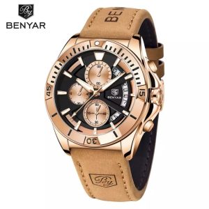 benyar-by-5180-bronze-noir-montre-de-sport-a-quartz-pour-hommes-chronographe-en-cuir-veritable.jpeg BENYAR - M180G1